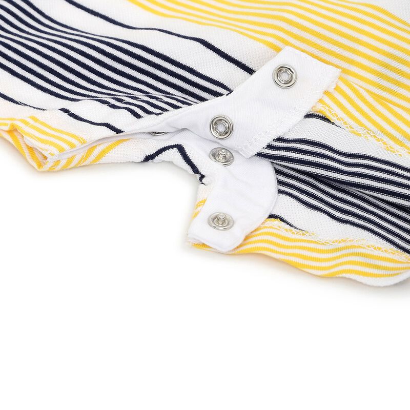 Boys White & Blue Printed Short Sleeve Romper image number 2